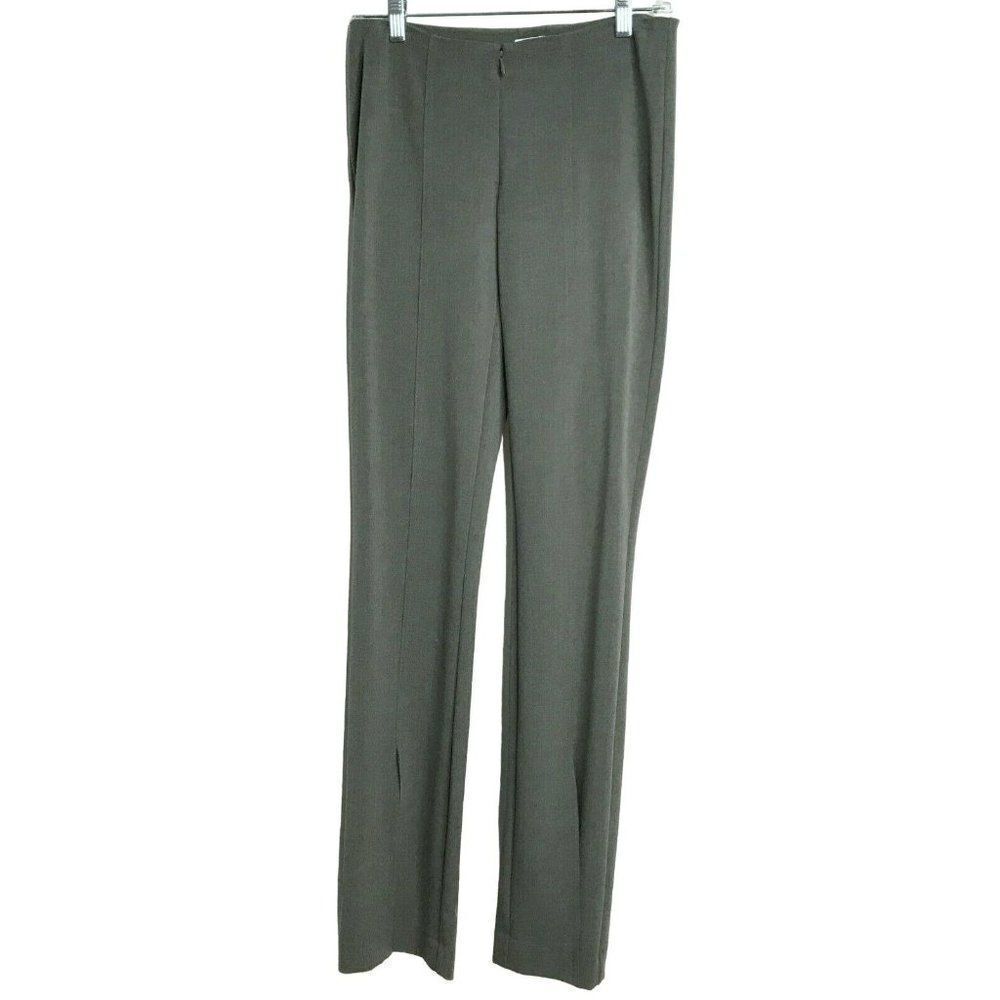 Cache Sz 0 Tall Gray Flat Front Straight Leg Dress Pants 9″ Front Slit